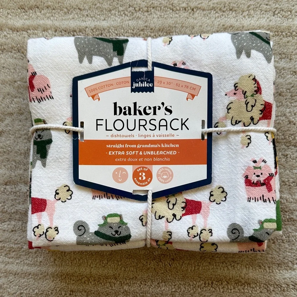 Danica Jubilee Floursack Dishtowels (Set of 3) | Yule Dog Christmas